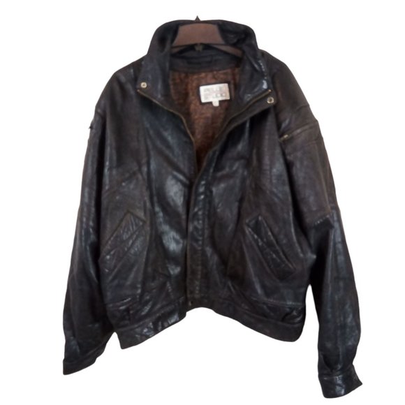 Pelle Studio Men's Dark Brown Leather Moto Biker Bomber Jacket